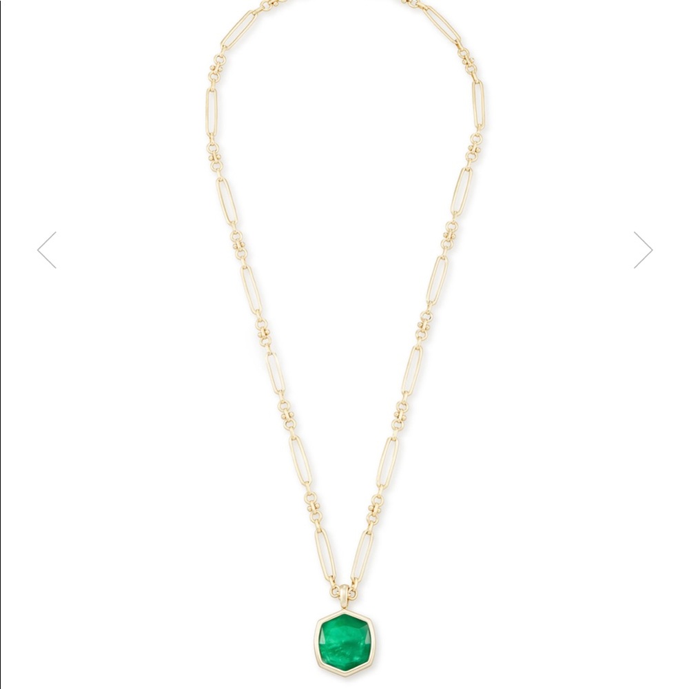 Kendra Scott Davis Gold Pendant Necklace Jade NWT